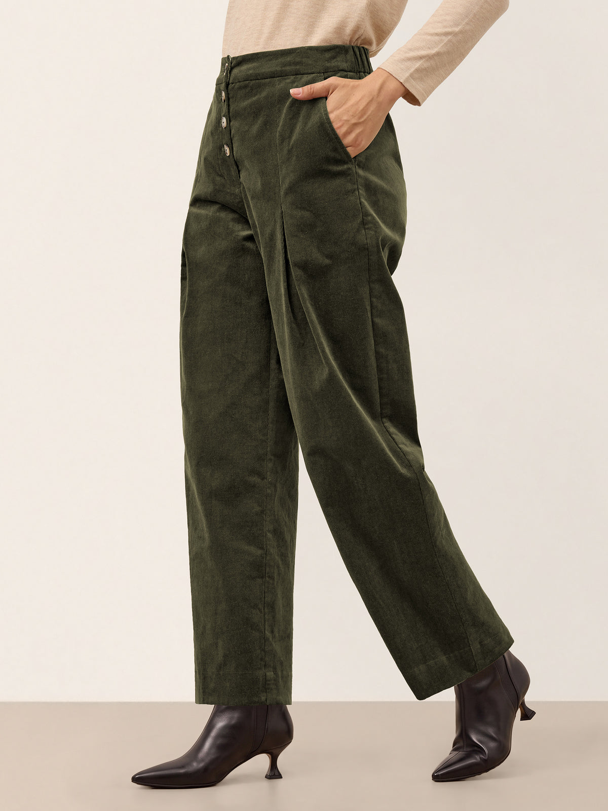 Adjustable Button High Waist Tapered Ankle Pants ISOLABEL product image