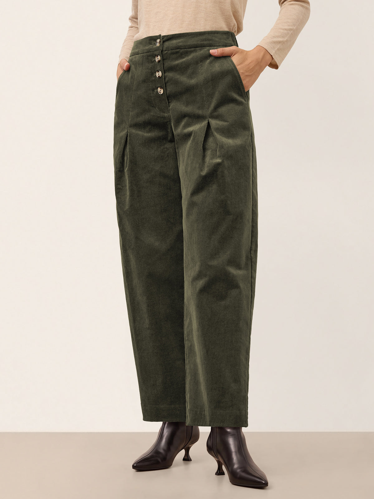Adjustable Button High Waist Tapered Ankle Pants ISOLABEL product image