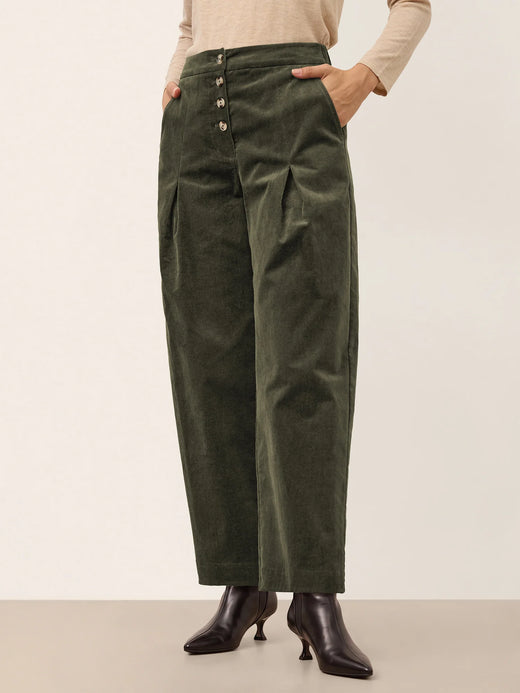 Adjustable Button High Waist Tapered Ankle Pants ISOLABEL