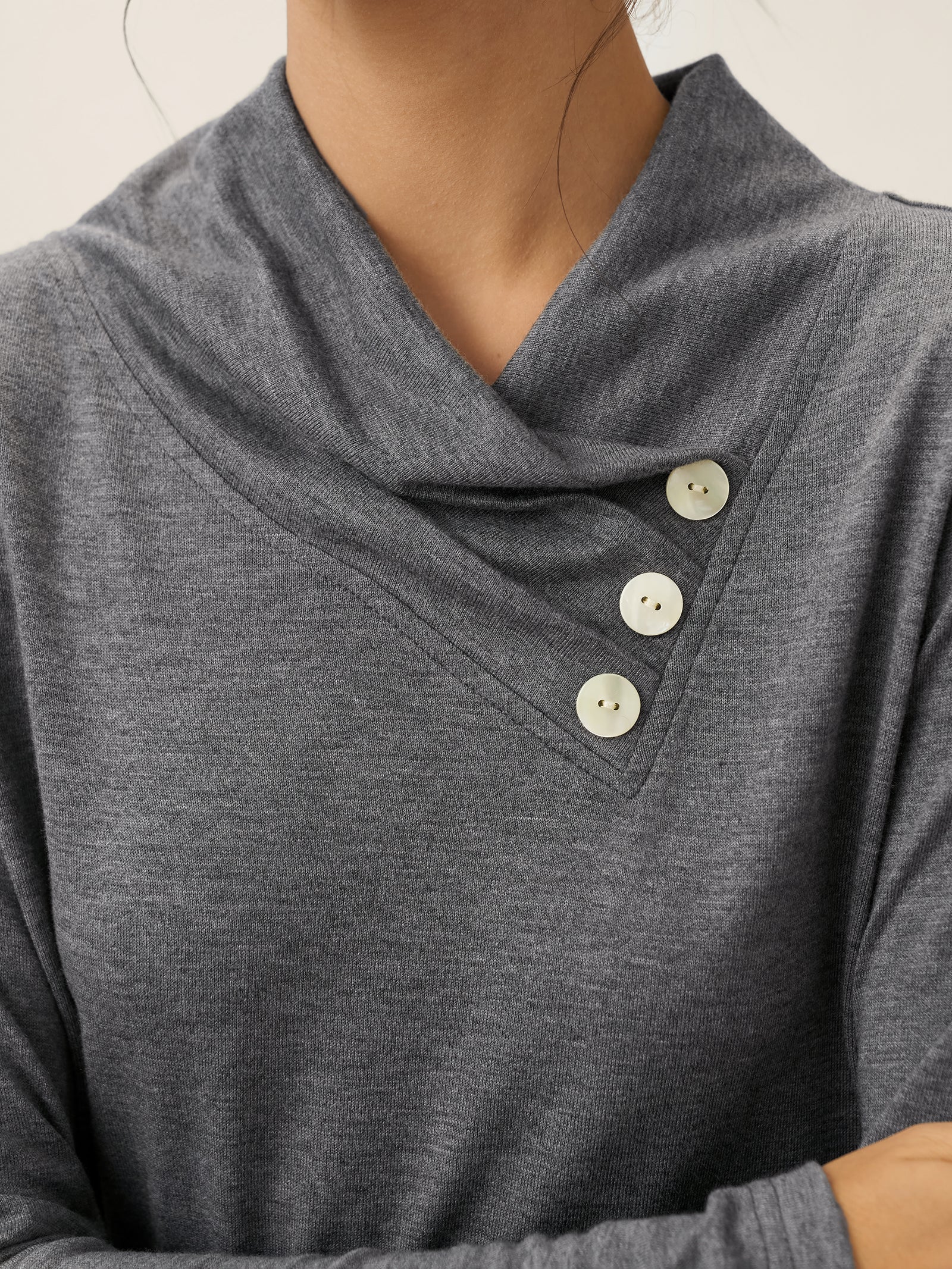 Cashmere Asymmetric Cowl Neck Stretch Top TATIANA by LINTICO for women