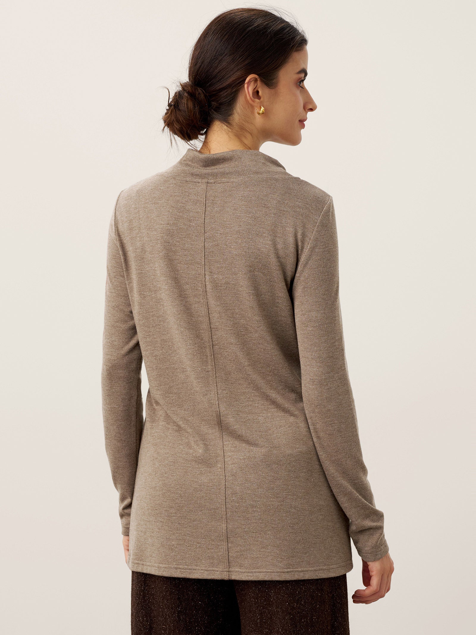 Cashmere Asymmetric Cowl Neck Stretch Top TATIANA