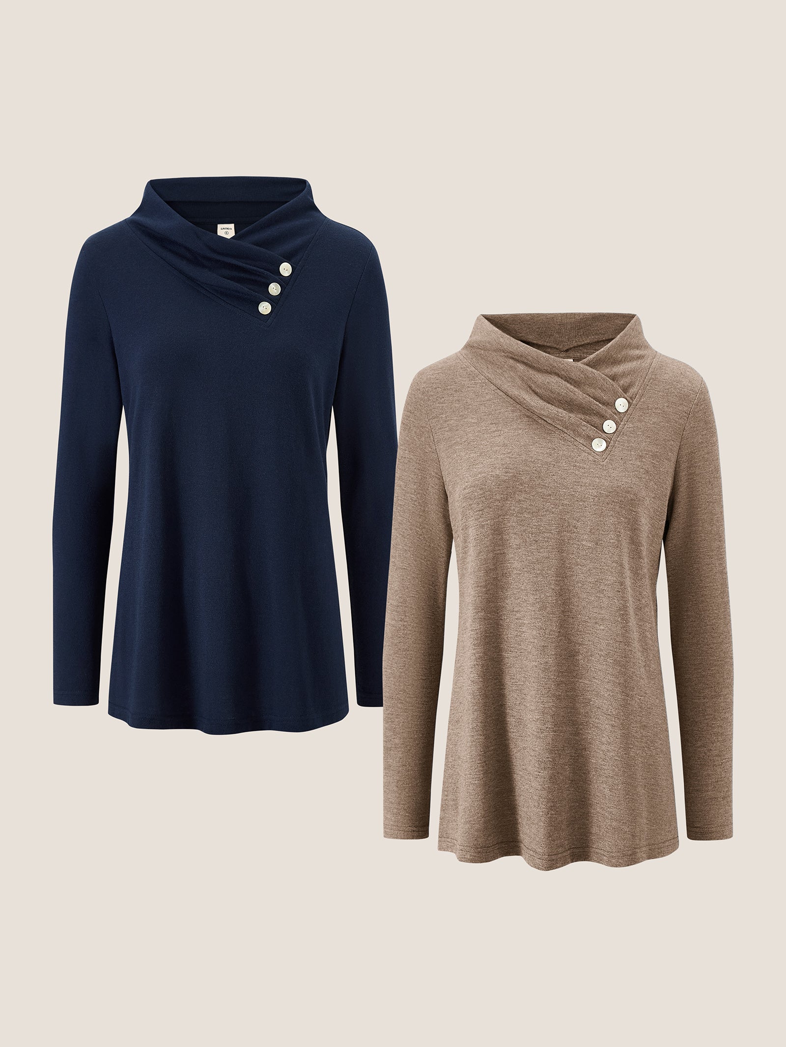 Cashmere Asymmetric Cowl Neck Stretch Top TATIANA by LINTICO for women