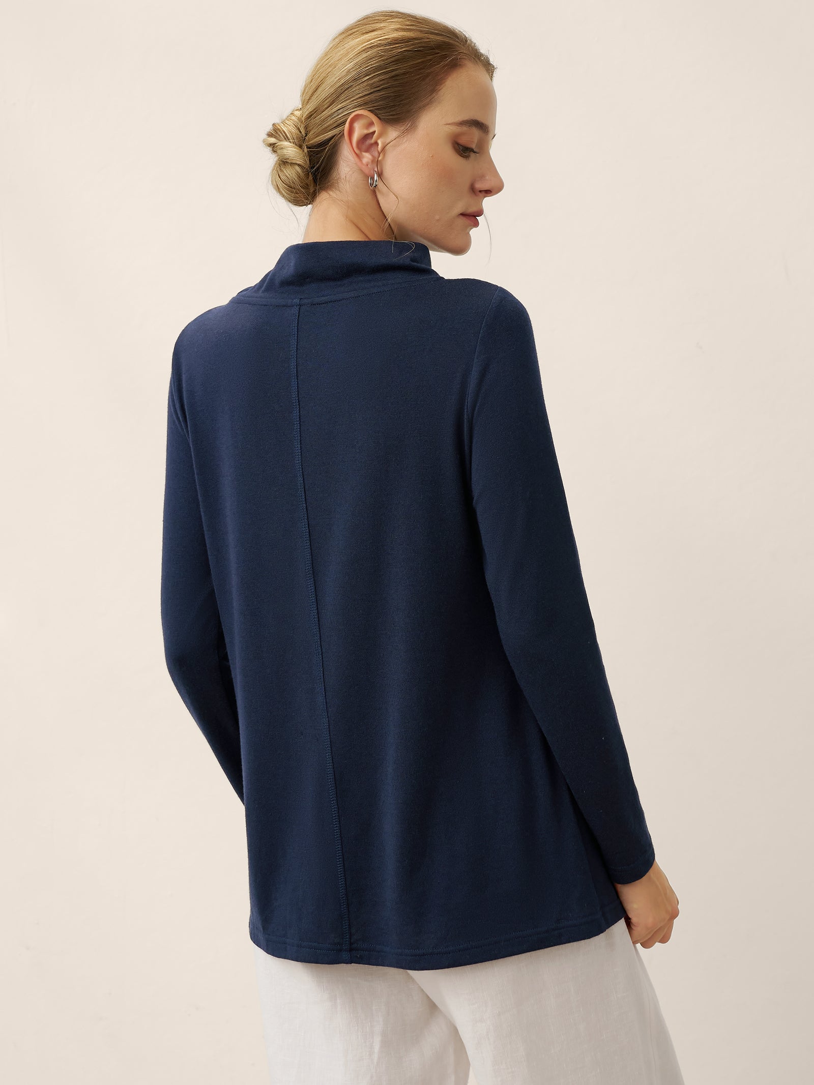 Cashmere Asymmetric Cowl Neck Stretch Top TATIANA by LINTICO for women