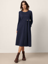 Asymmetric Pleated Waist Midi Dress ALYSSA by LINTICO for women