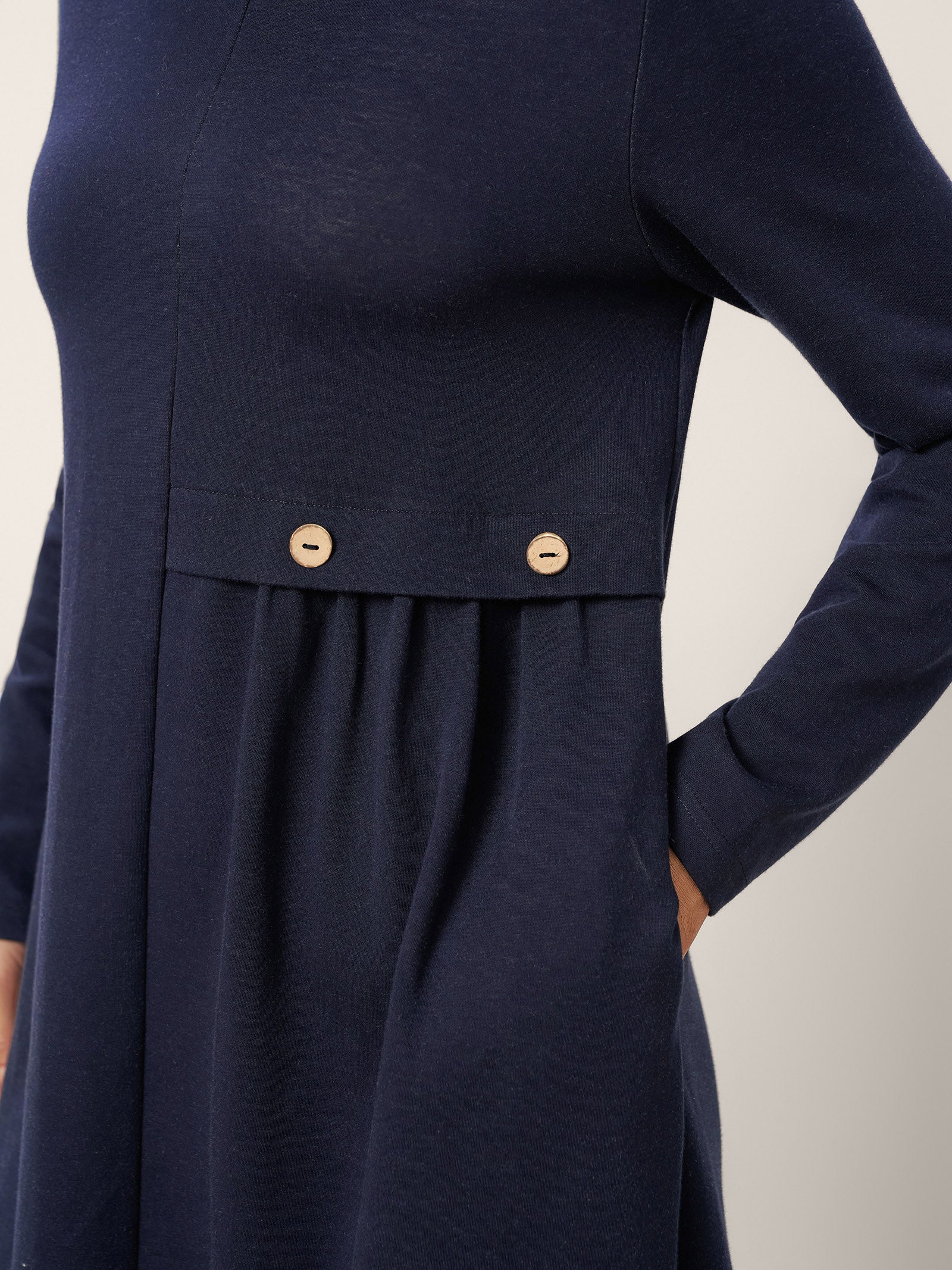 Asymmetric Pleated Waist Midi Dress ALYSSA