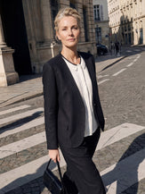 Linen-Lyocell Relaxed V-neck Tailored Blazer VERITY by LINTICO for women