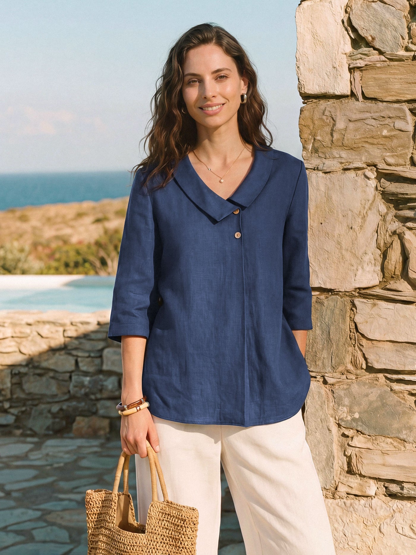 Light linen layer with soft arm coverage