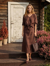 100% Linen Twist-Hem Batwing Top LAVENA by LINTICO for women