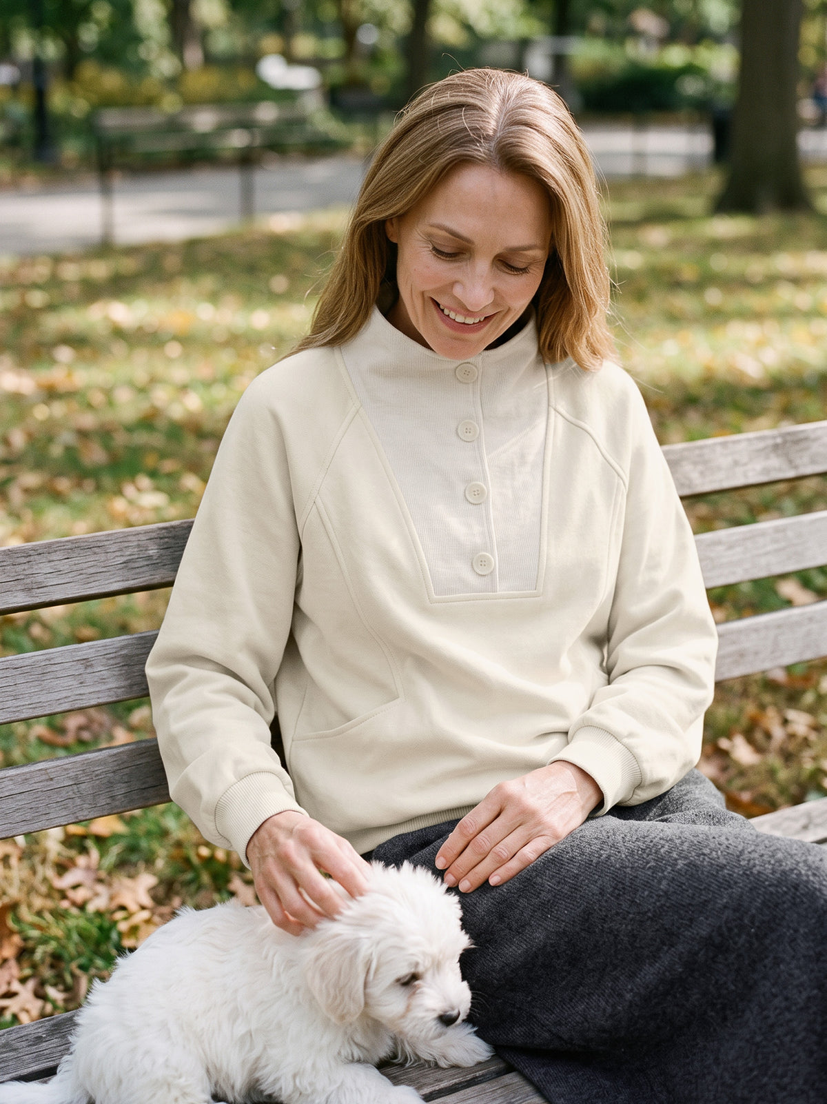 Cotton Textured Mock Neck Top ELVIRA in Frost Grey by LINTICO, product image 2 of 10