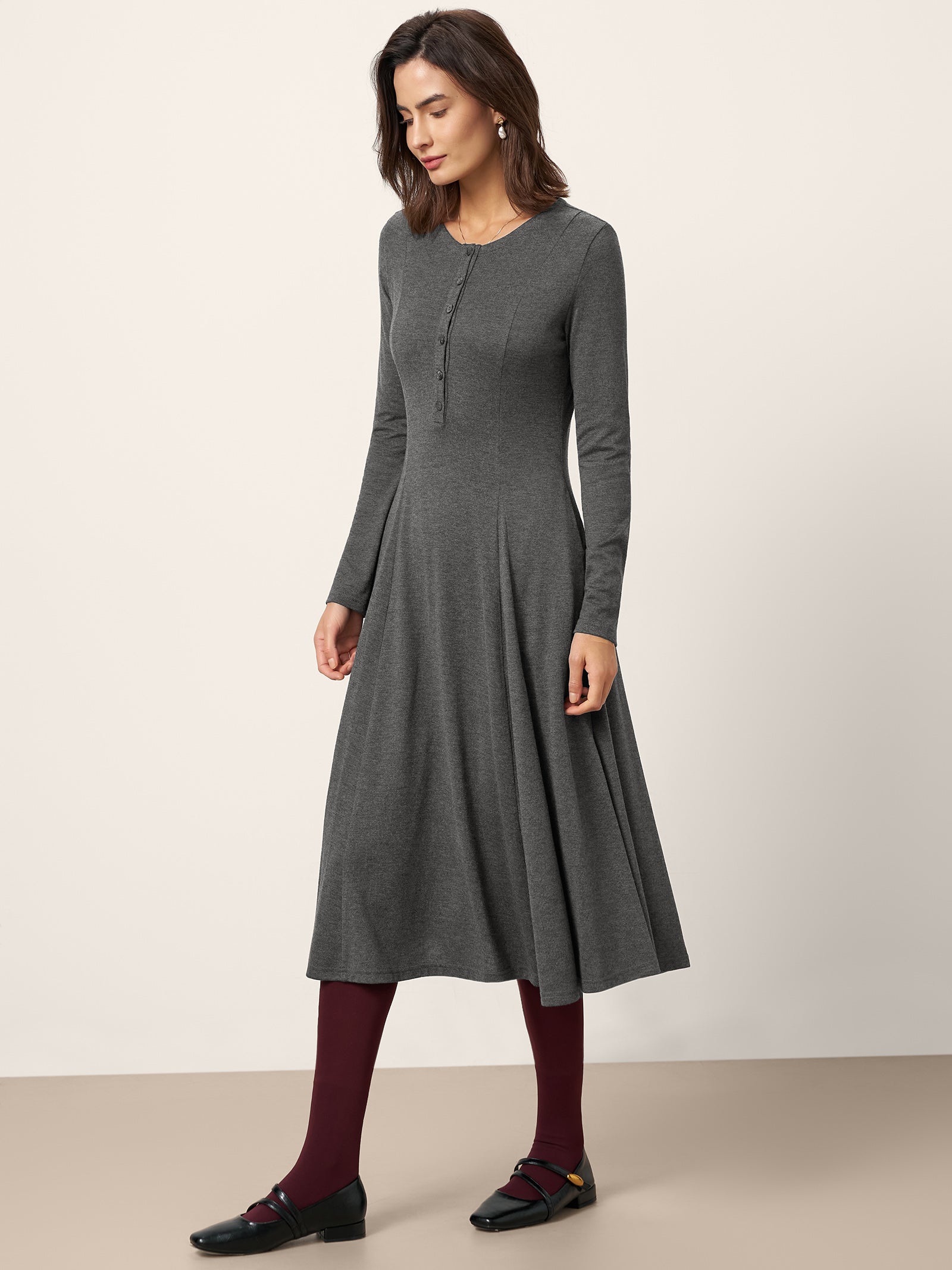 Cashmere Buttoned Panel Maxi Dress BREE