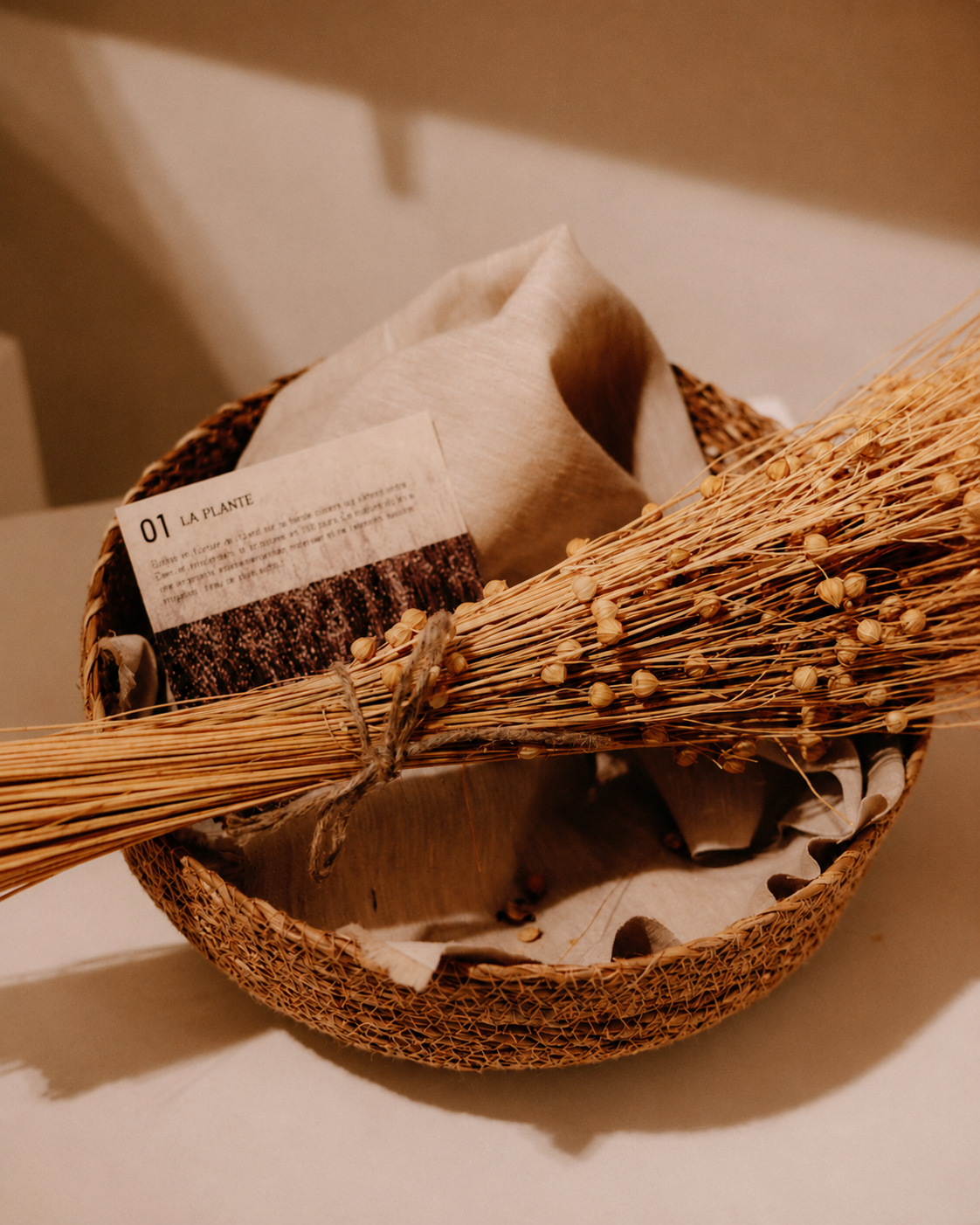Natural European flax fibers and linen cloth