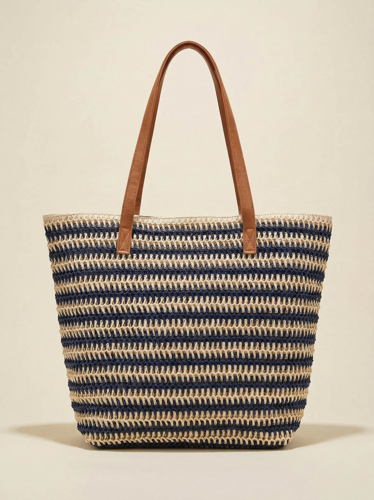 Artisanal Handwoven Stripes Large Tote Summer Vacation