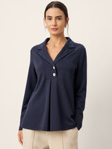 Notched Pleat Long Sleeve Top JUNE by LINTICO for women