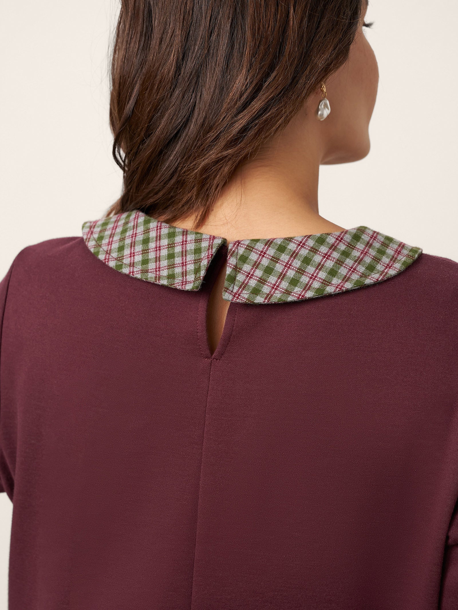 Cotton Plaid Peter Pan Collar Midi Dress CARLA