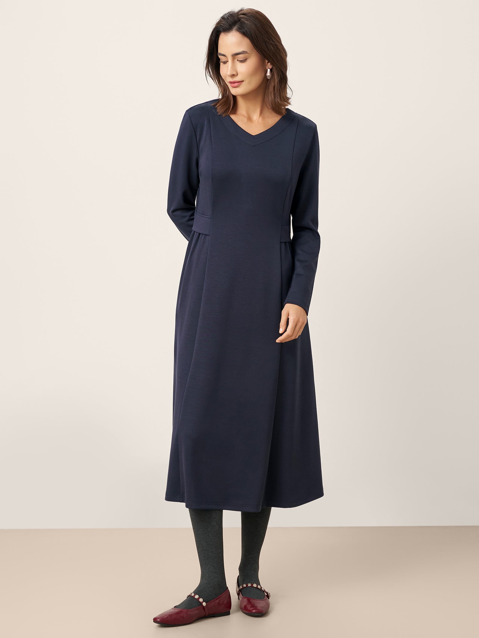 Pleated Waist Midi Dress BEATRICE by LINTICO for women