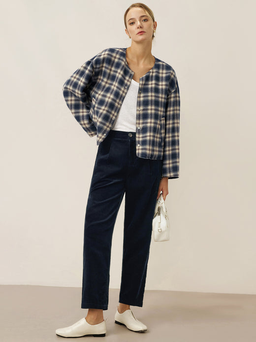 Tencel Linen Reversible Crew Neck Casual Jacket CHLOE