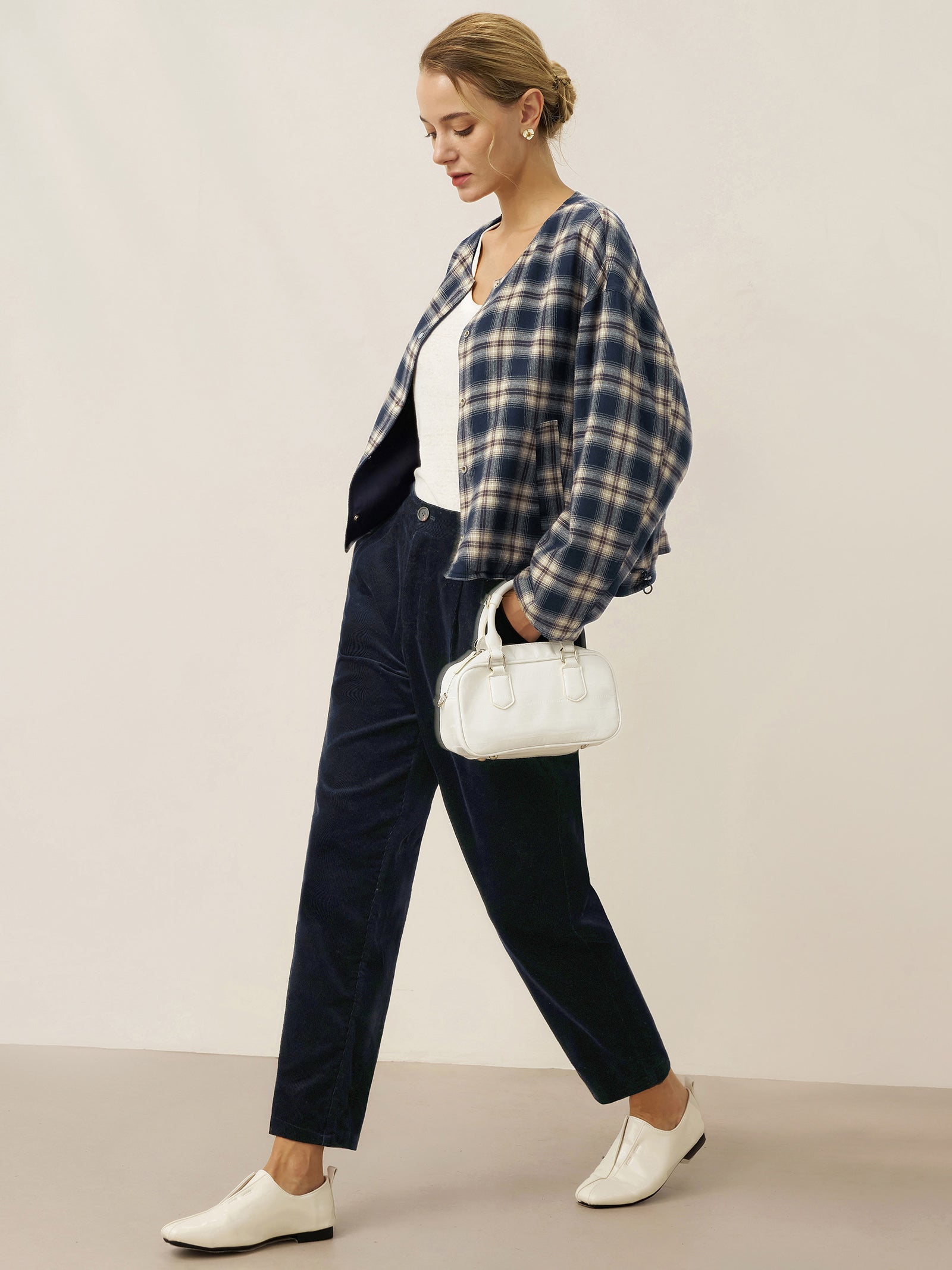 Cotton Elastic Waist Tapered Pants NIKKI by LINTICO for women