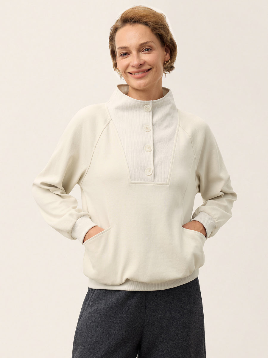 Cotton Textured Mock Neck Top ELVIRA in Frost Grey - product image 6 of 9