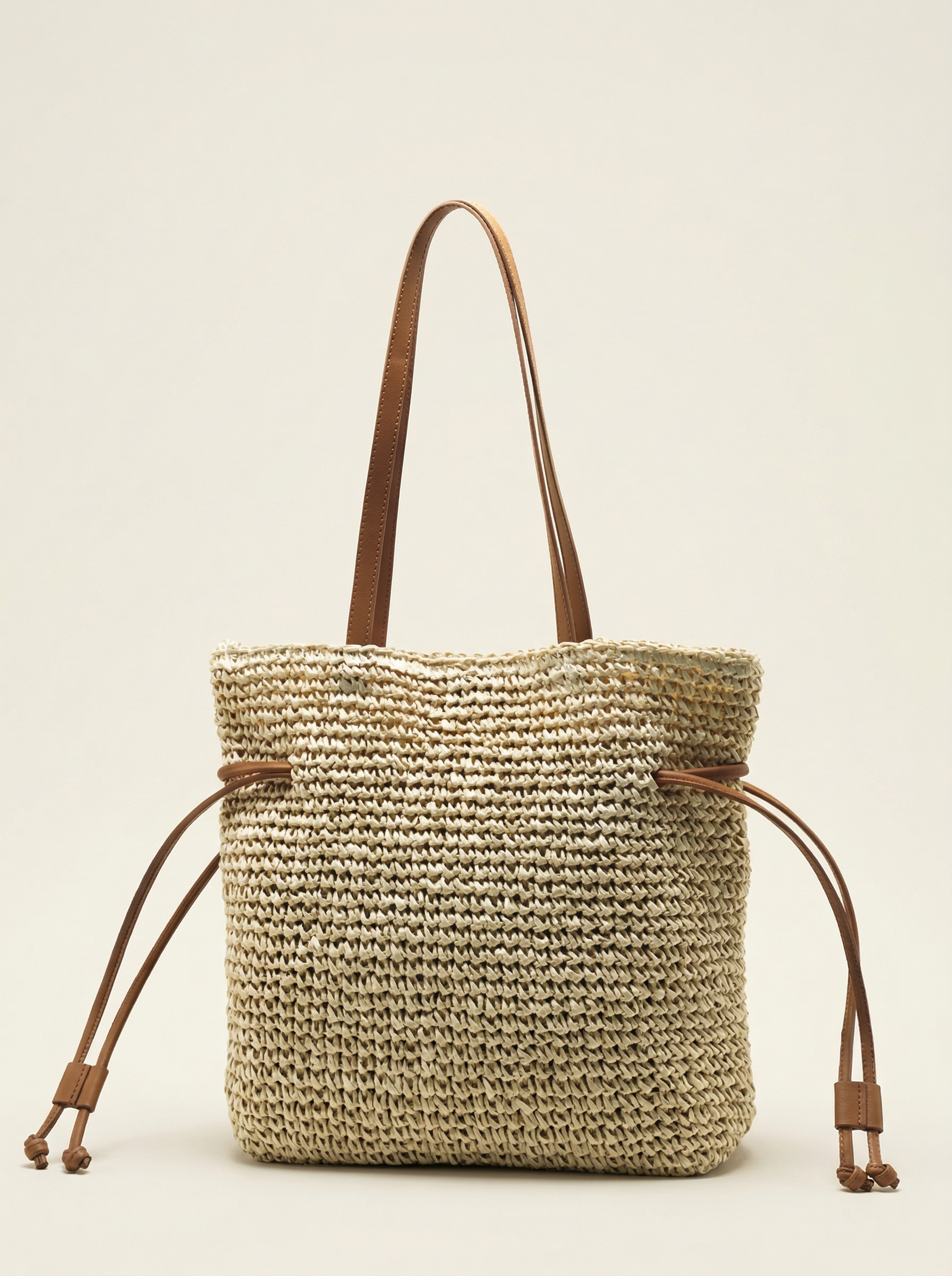 Artisanal Hand-Crocheted Straw Bucket Bag by LINTICO for women
