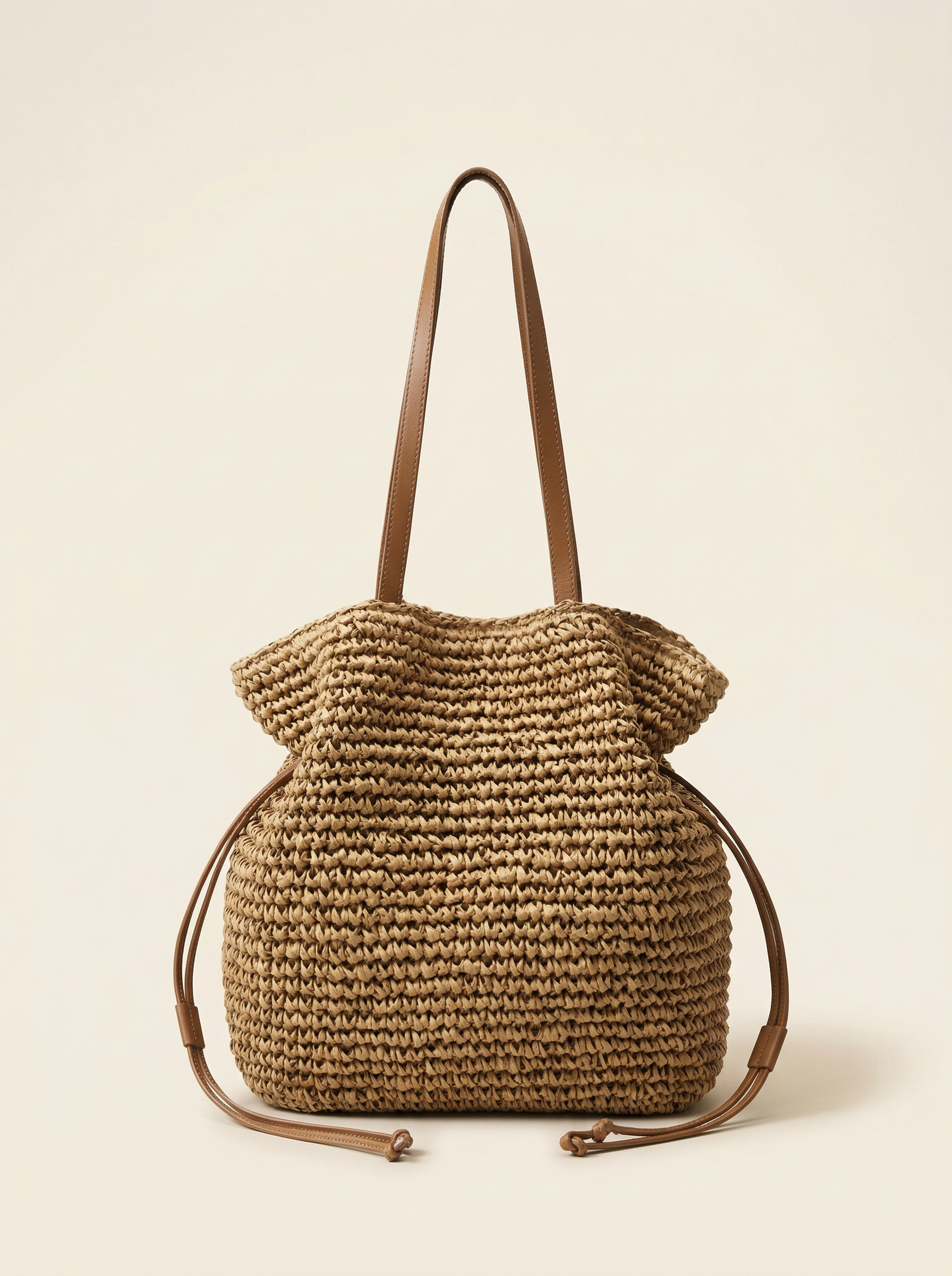 Artisanal Hand-Crocheted Straw Bucket Bag by LINTICO for women