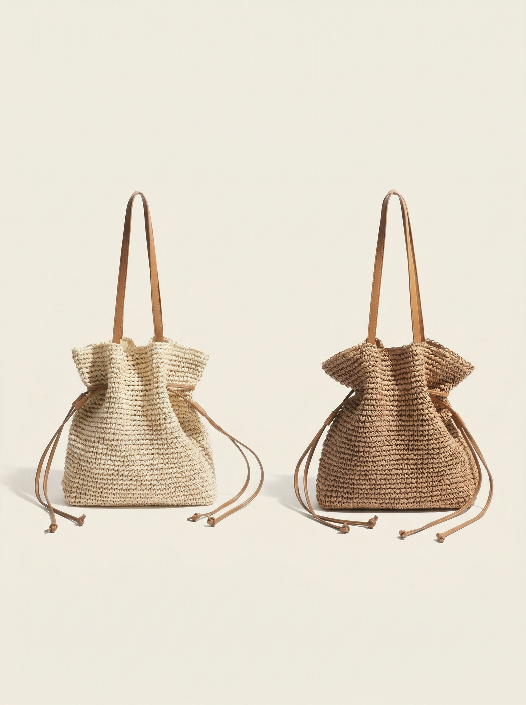 Artisanal Hand-Crocheted Straw Bucket Bag by LINTICO for women