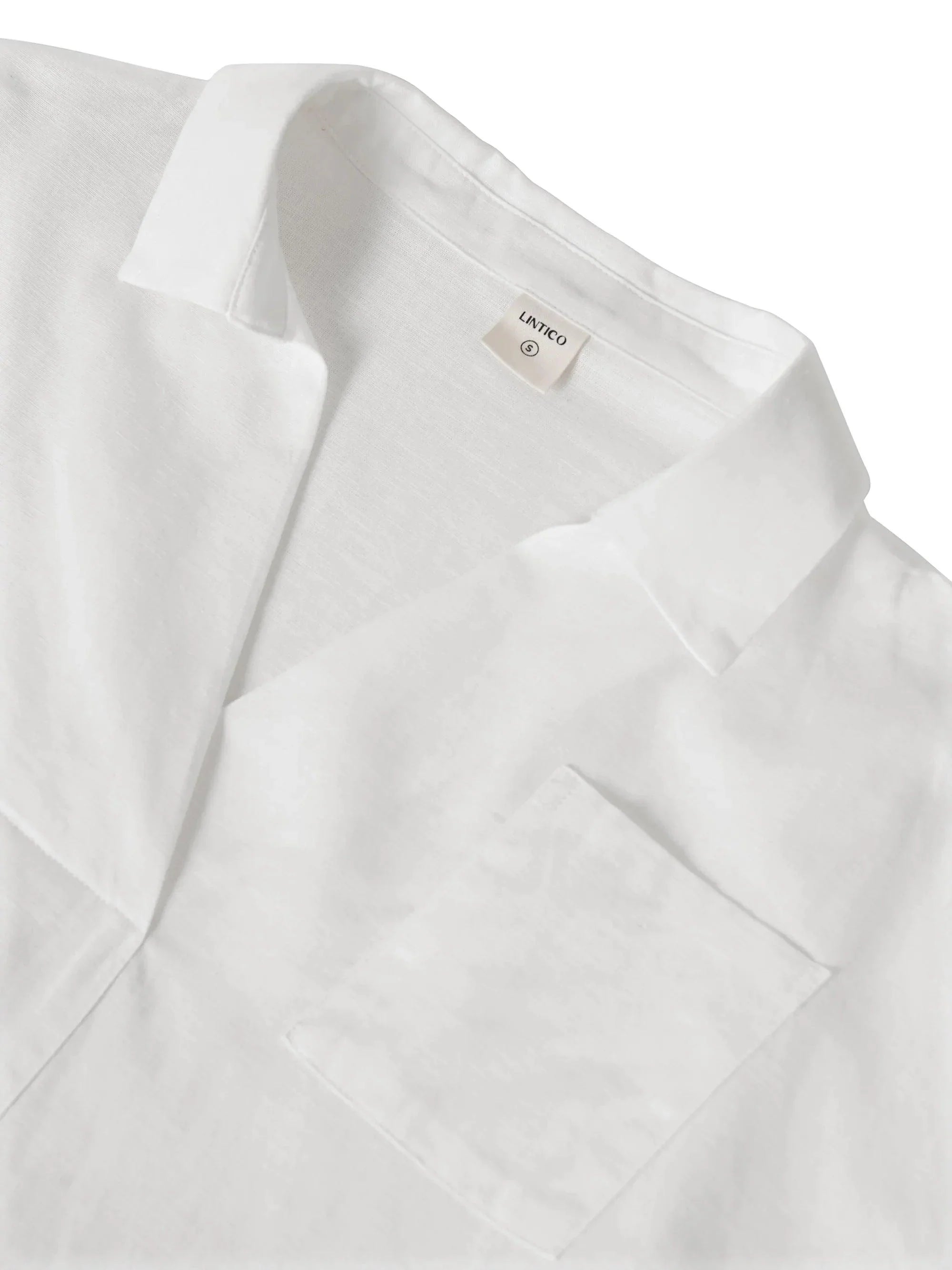 Linen Oversized Fit Pocket Shirt ELOWEN - TOPS-Linen Blouses