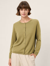 100% Extra-Fine Merino Wool Buttoned Knit Cardigan CAYLA by LINTICO for women