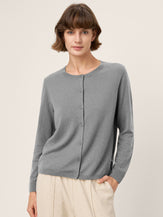 100% Extra-Fine Merino Wool Buttoned Knit Cardigan CAYLA by LINTICO for women