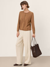 100% Extra-Fine Merino Wool Buttoned Knit Cardigan CAYLA by LINTICO for women