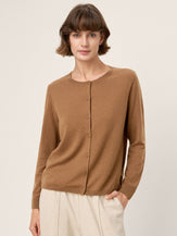 100% Extra-Fine Merino Wool Buttoned Knit Cardigan CAYLA by LINTICO for women