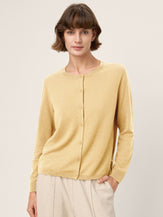 100% Extra-Fine Merino Wool Buttoned Knit Cardigan CAYLA by LINTICO for women