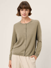 100% Extra-Fine Merino Wool Buttoned Knit Cardigan CAYLA by LINTICO for women