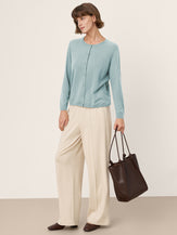100% Extra-Fine Merino Wool Buttoned Knit Cardigan CAYLA by LINTICO for women