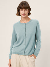 100% Extra-Fine Merino Wool Buttoned Knit Cardigan CAYLA by LINTICO for women