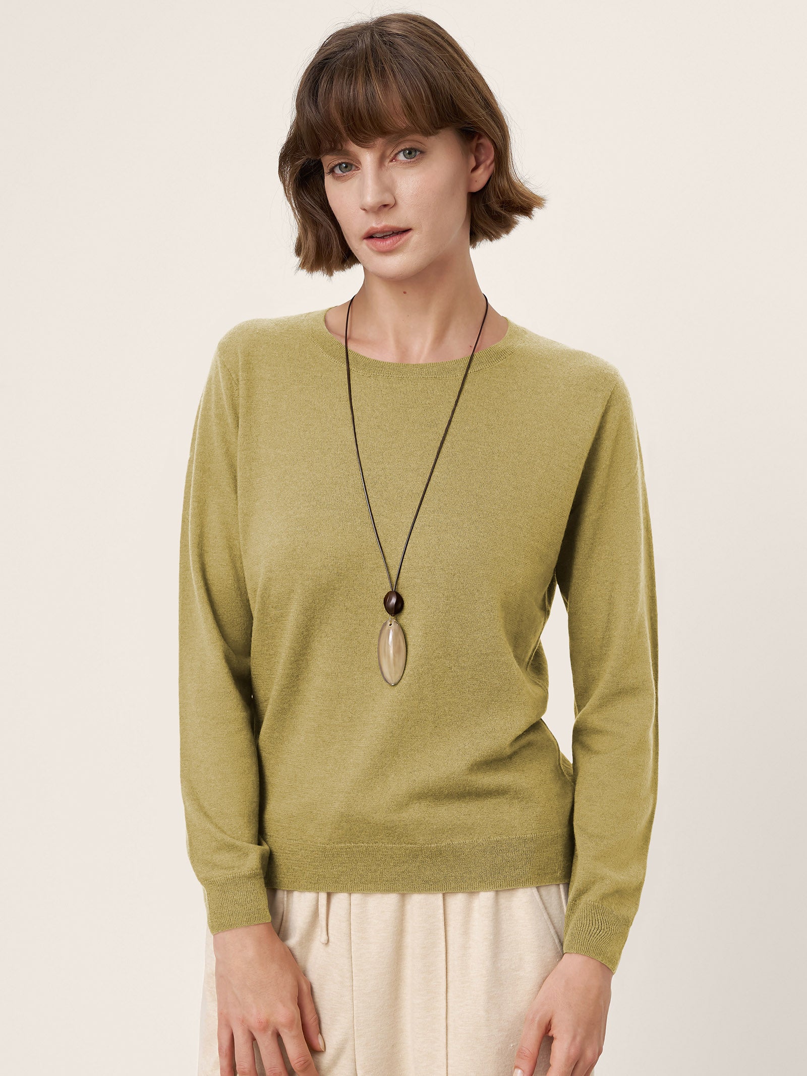 100% Extra-Fine Merino Wool Essential Crew Neck Knit Sweater BRIDGET by LINTICO for women