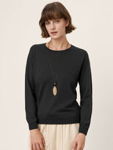 100% Extra-Fine Merino Wool Essential Crew Neck Knit Sweater BRIDGET by LINTICO for women