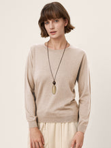 100% Extra-Fine Merino Wool Essential Crew Neck Knit Sweater BRIDGET by LINTICO for women