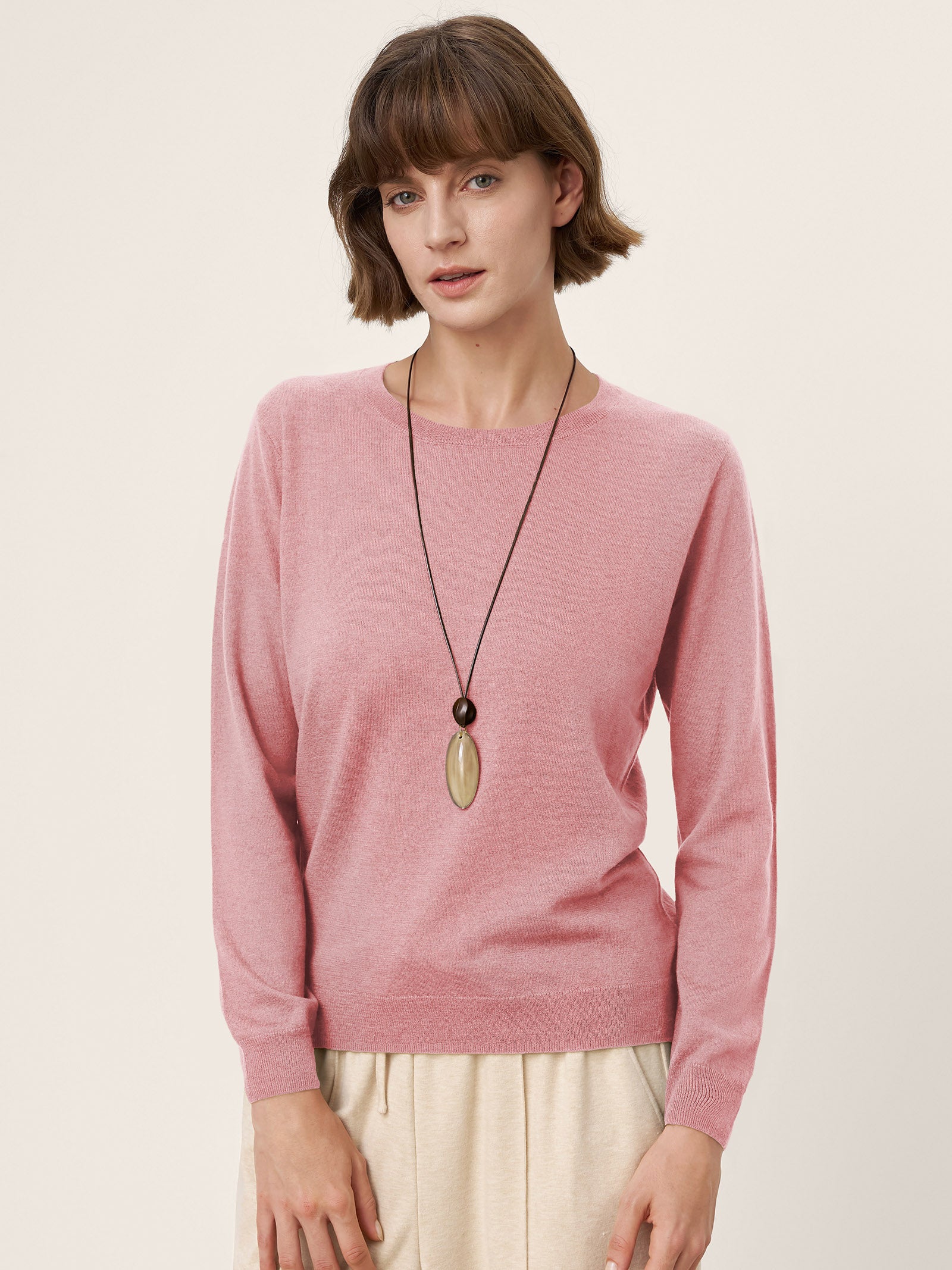 100% Extra-Fine Merino Wool Essential Crew Neck Knit Sweater BRIDGET by LINTICO for women