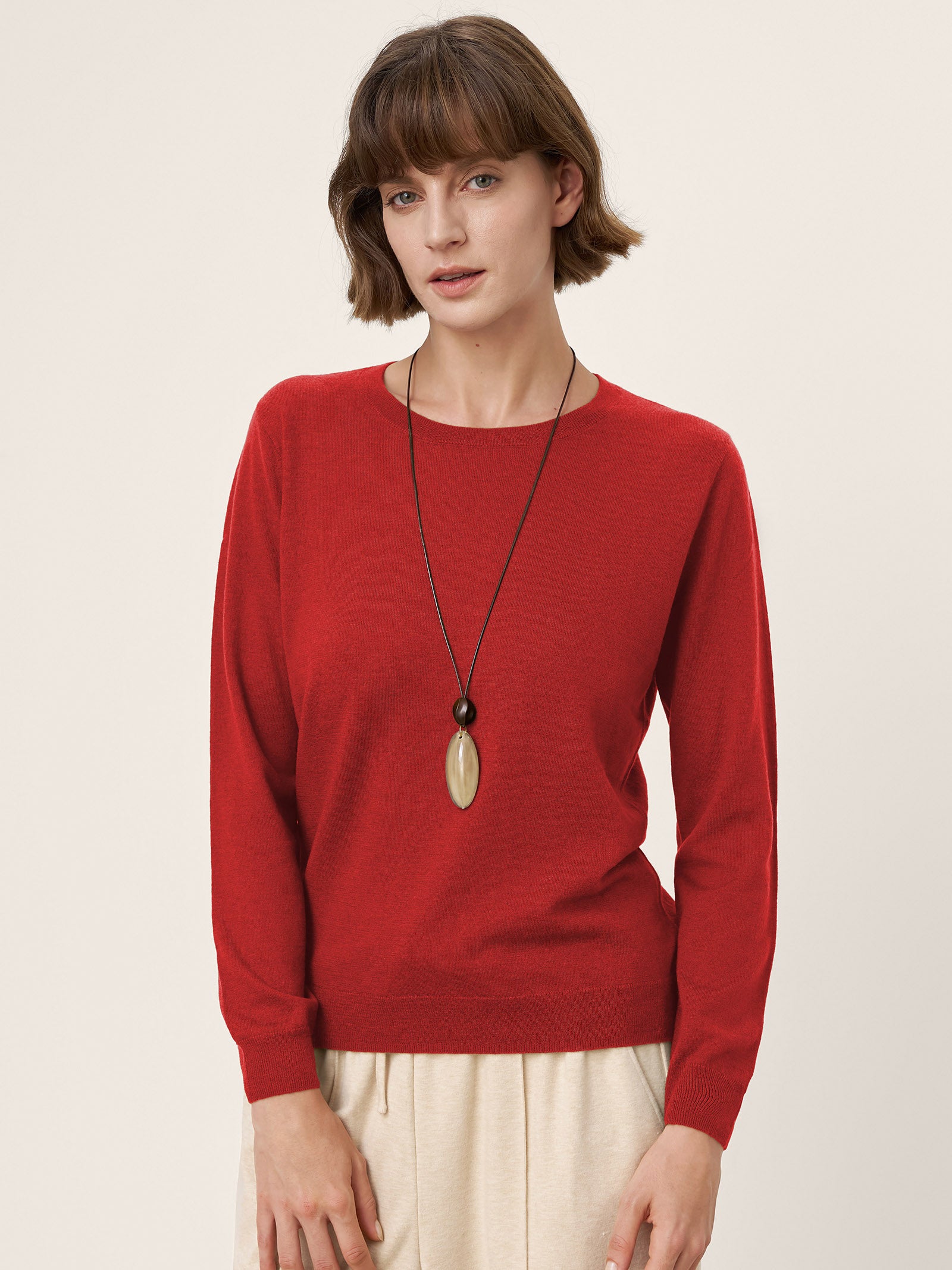 100% Extra-Fine Merino Wool Essential Crew Neck Knit Sweater BRIDGET by LINTICO for women