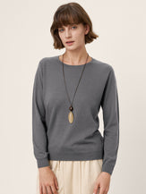 100% Extra-Fine Merino Wool Essential Crew Neck Knit Sweater BRIDGET by LINTICO for women