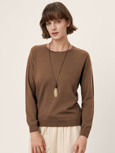 100% Extra-Fine Merino Wool Essential Crew Neck Knit Sweater BRIDGET by LINTICO for women