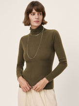 100% Extra-Fine Merino Wool Turtleneck Knit Sweater JOLENE by LINTICO for women