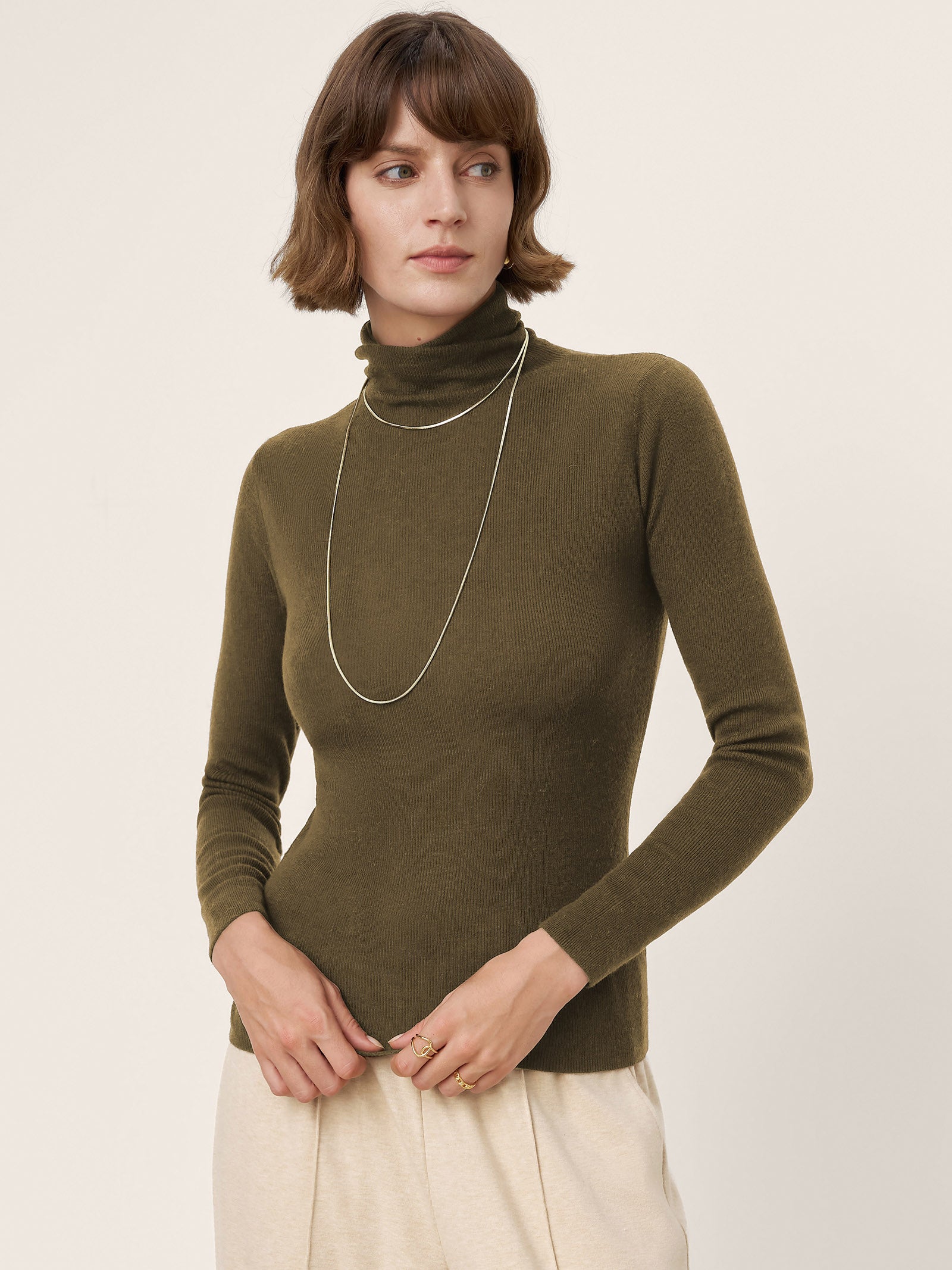 100% Extra-Fine Merino Wool Turtleneck Knit Sweater JOLENE by LINTICO for women