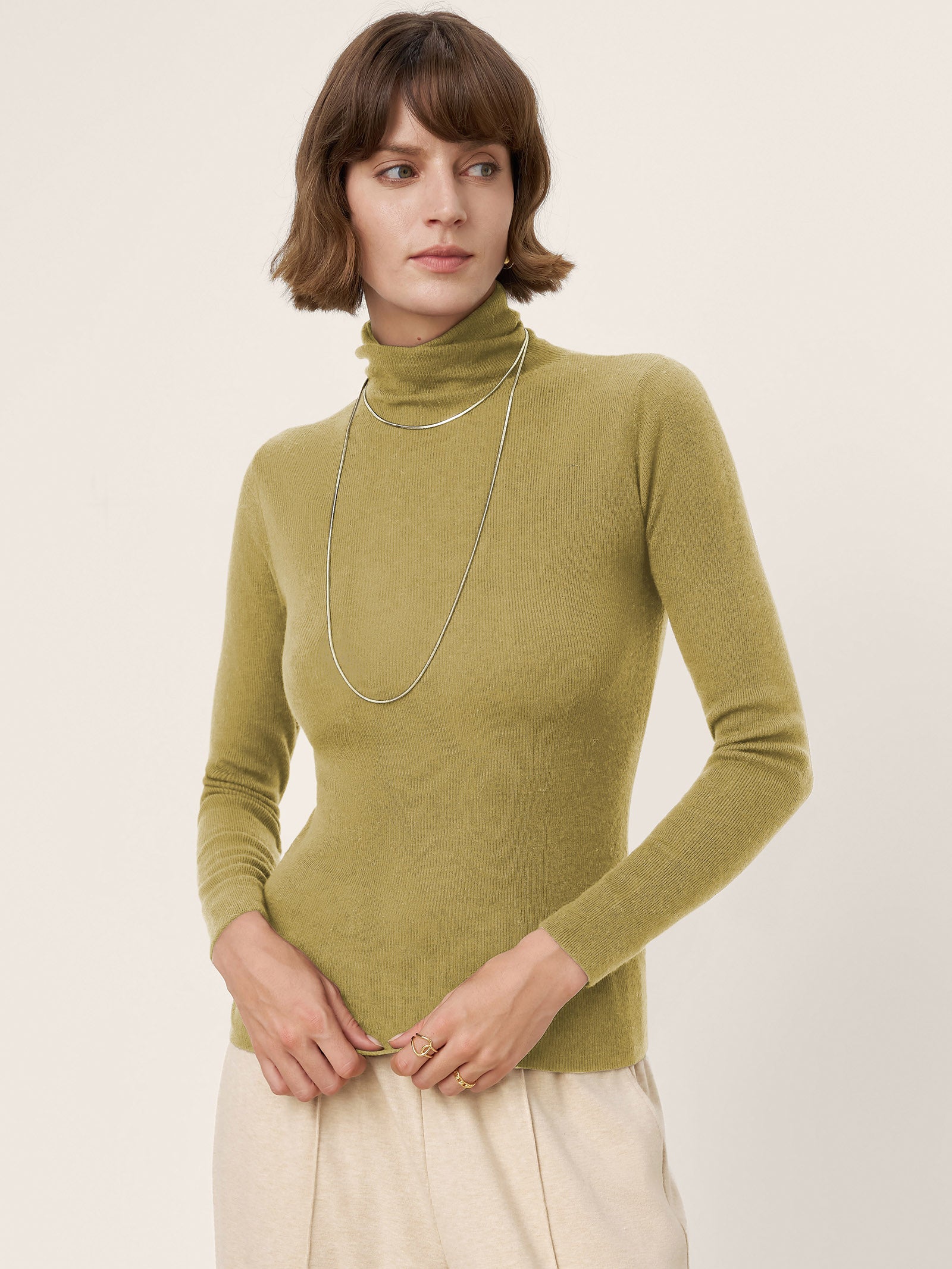 100% Extra-Fine Merino Wool Turtleneck Knit Sweater JOLENE by LINTICO for women
