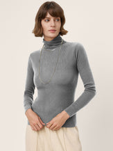 100% Extra-Fine Merino Wool Turtleneck Knit Sweater JOLENE by LINTICO for women