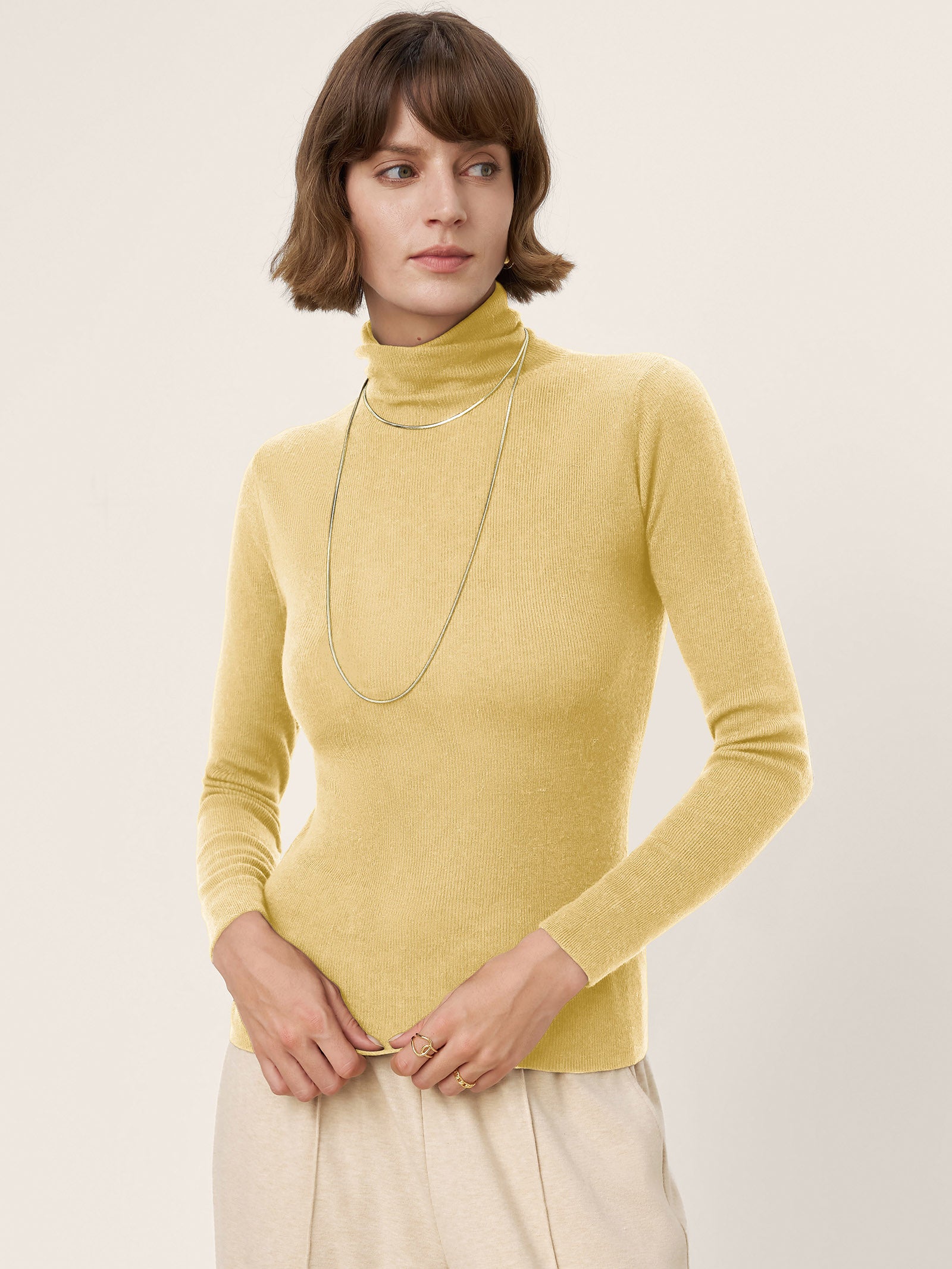 100% Extra-Fine Merino Wool Turtleneck Knit Sweater JOLENE by LINTICO for women