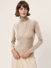 100% Extra-Fine Merino Wool Turtleneck Knit Sweater JOLENE by LINTICO for women