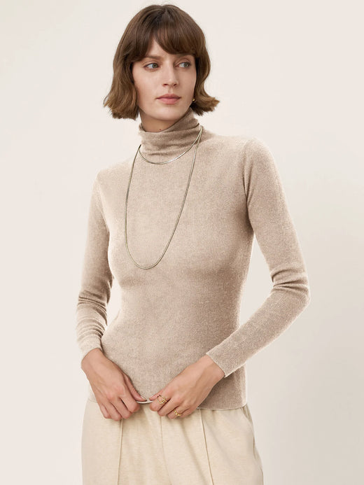 100% Extra-Fine Merino Wool Turtleneck Knit Sweater JOLENE