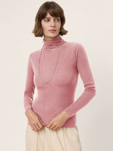 100% Extra-Fine Merino Wool Turtleneck Knit Sweater JOLENE by LINTICO for women