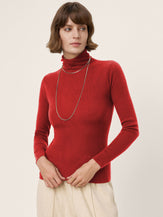 100% Extra-Fine Merino Wool Turtleneck Knit Sweater JOLENE by LINTICO for women